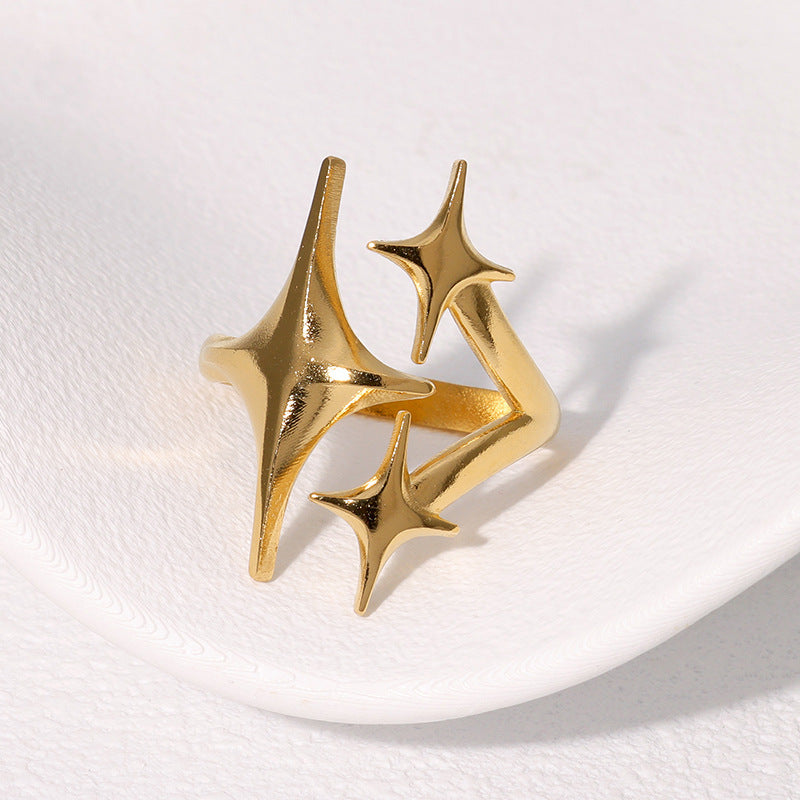 Geometric Star Open Band Ring