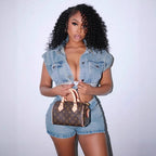 The Elara Asymmetrical Waisted Denim Two-Piece Set