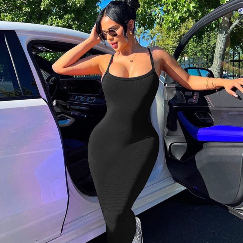 The Elara Second-Skin Ribbed Maxi Dress
