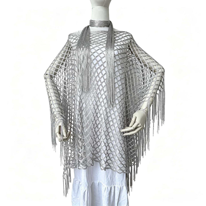 The Elara Fringe Chain Shawl Set