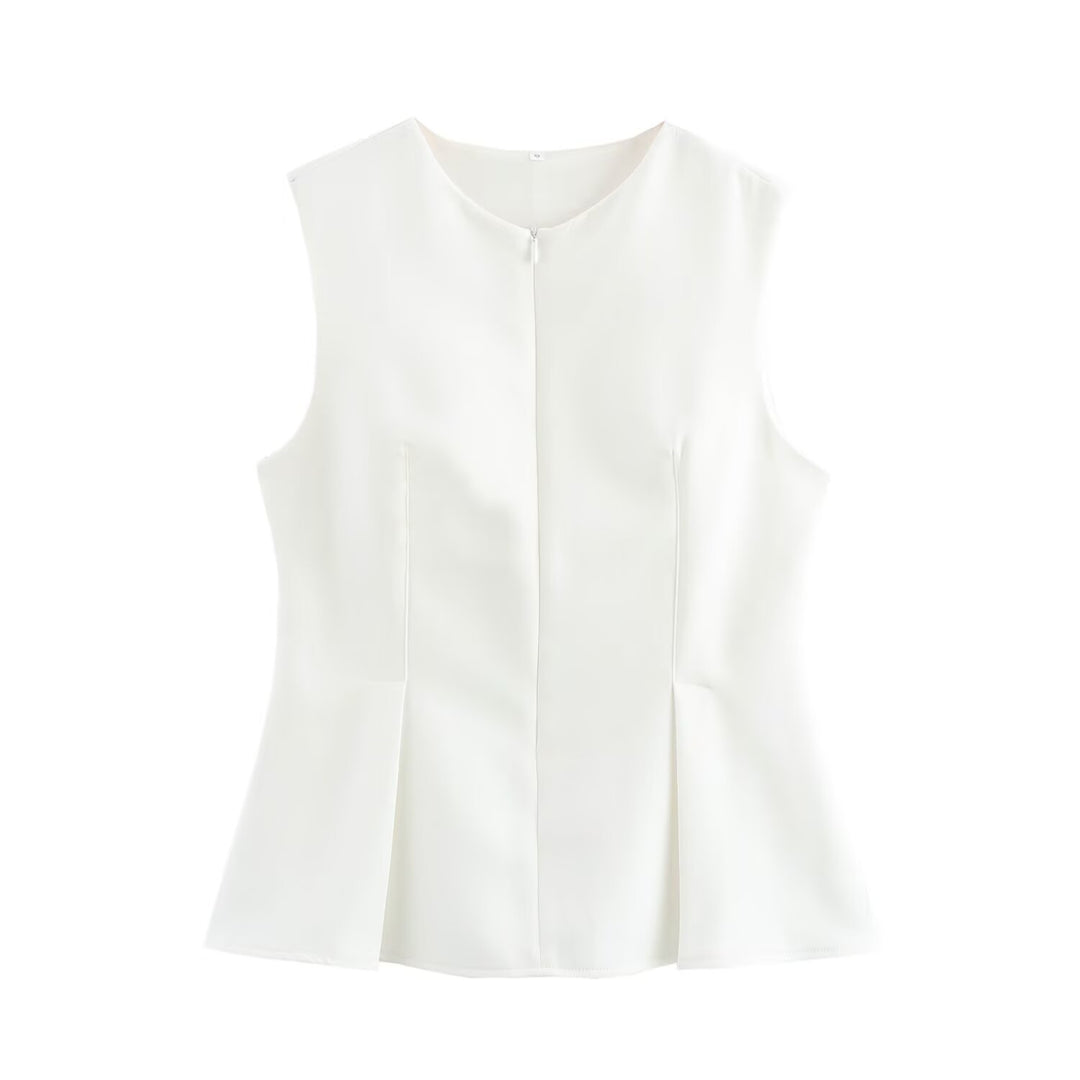 The Elara Keyhole Zip Fitted  Peplum Top