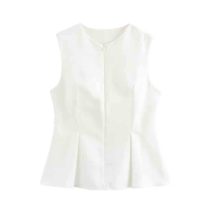 The Elara Keyhole Zip Fitted  Peplum Top