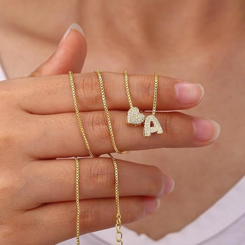 Personalized Heart Initial Necklace A-Z