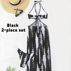 Tie-Dye Halter Cutout Swimsuit & Cover-Up Set