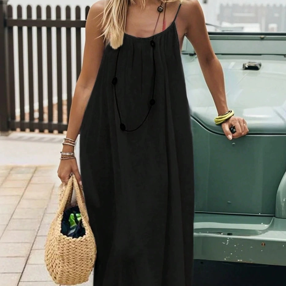 The Elara Midnight Whisper Backless Lounge Dress