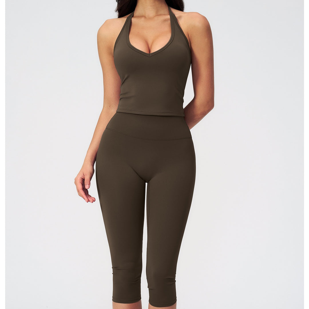 The Elara Quick-Dry Halter Crop Top &amp; Capri Leggings Set