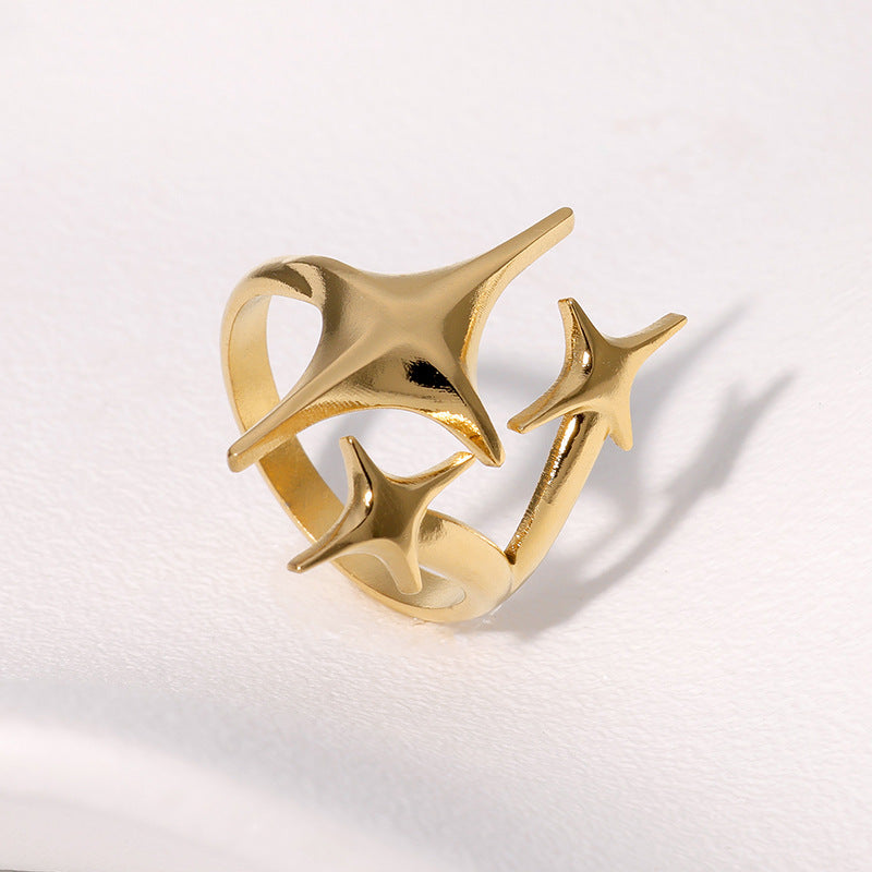 Geometric Star Open Band Ring