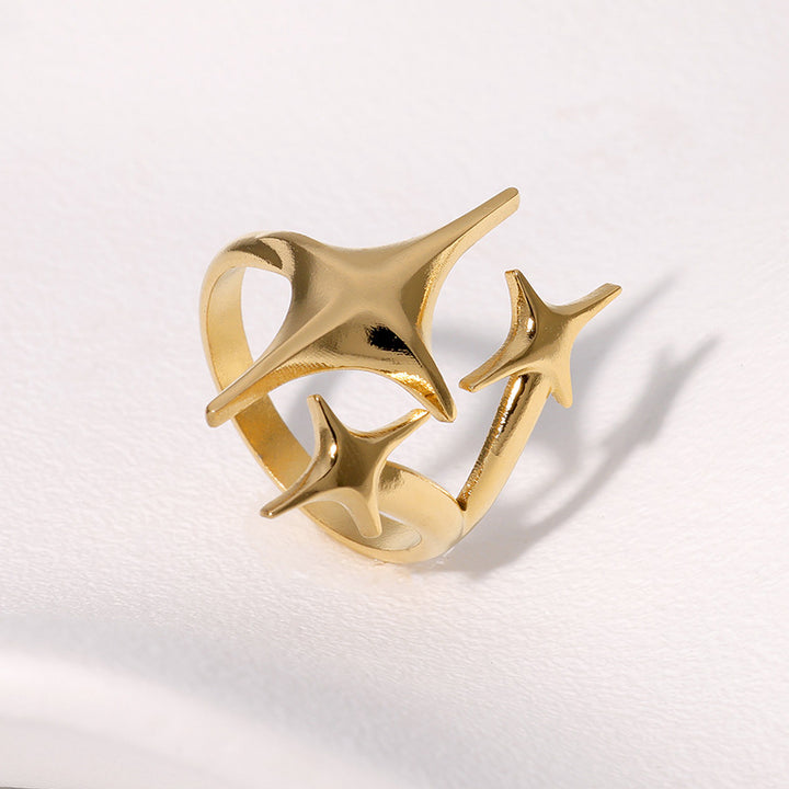 Geometric Star Open Band Ring