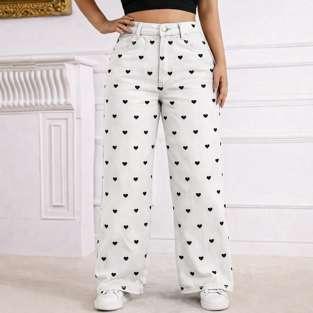 The Elara Plus Size High Waist Heart Jeans