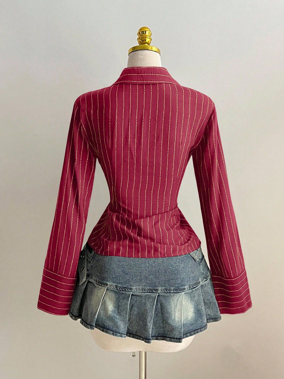 The Elara Hook-Front Striped Blouse