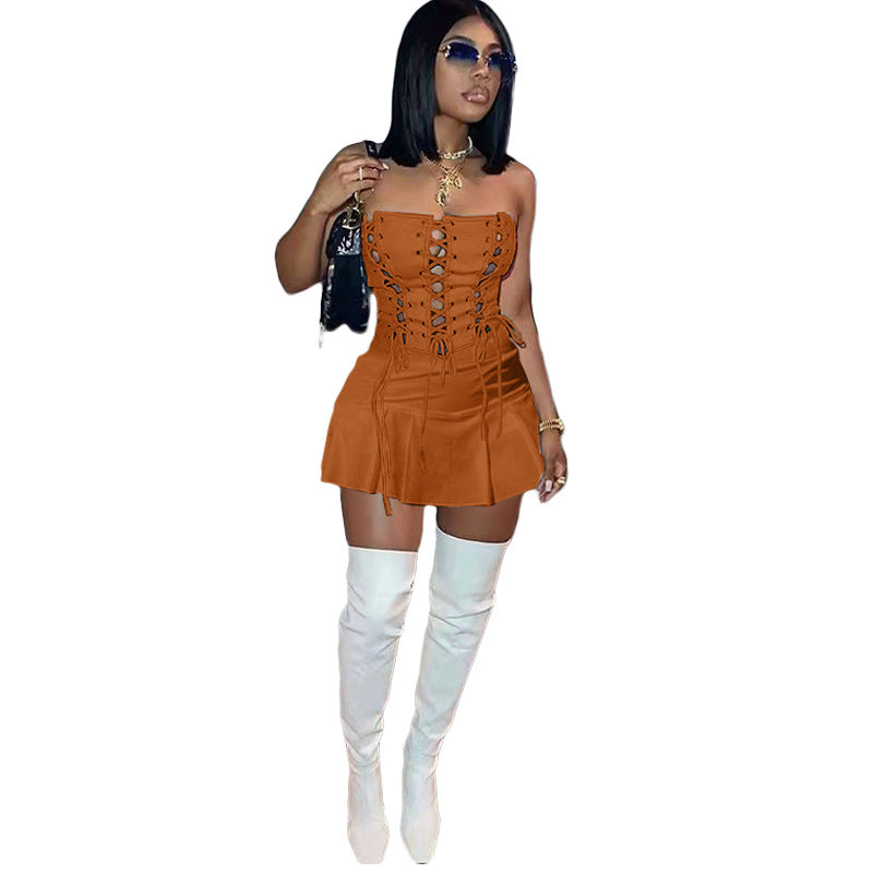 The Elara Cutout Lace-Up Corset Romper