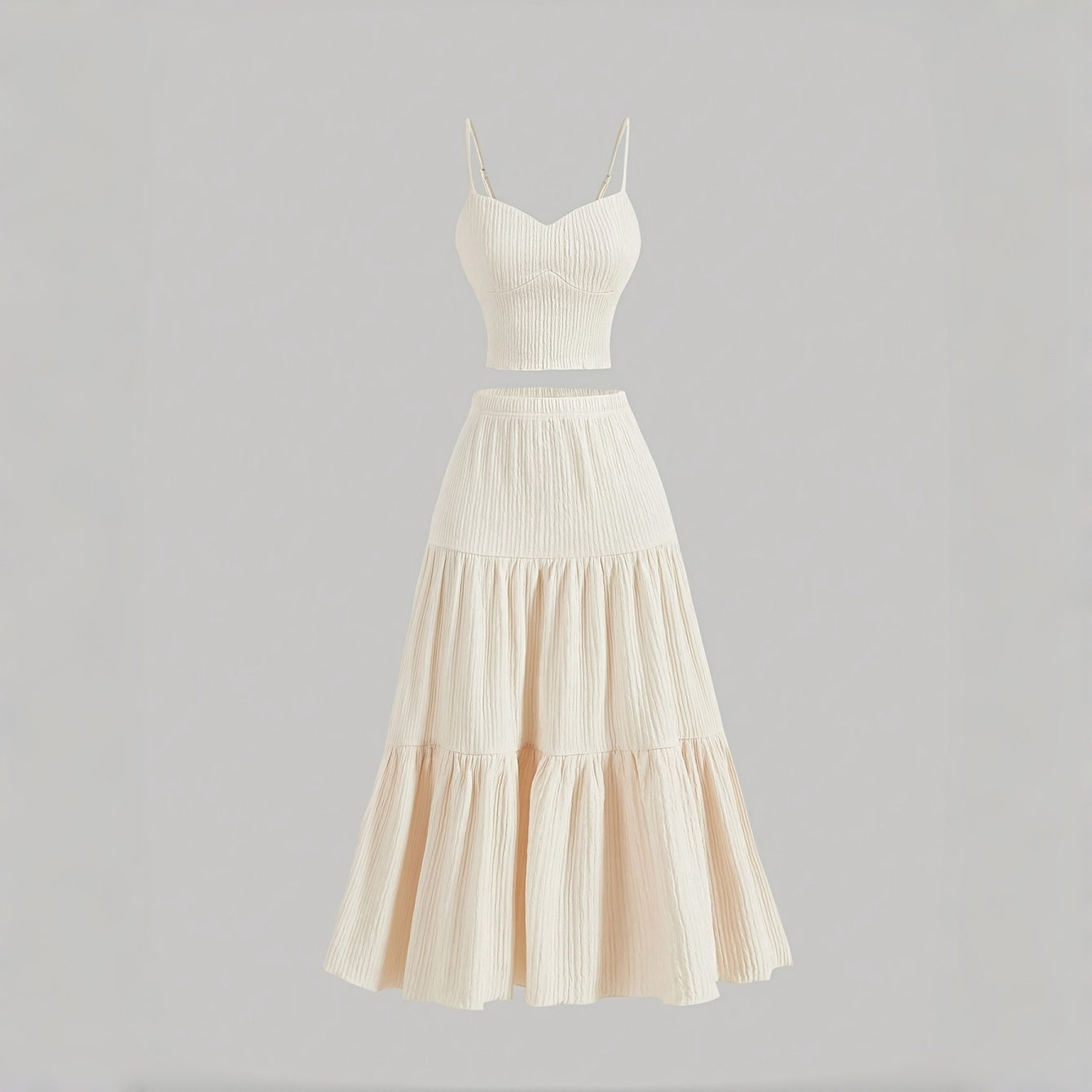 The Elara Riviera Tiered Maxi Skirt & Cami Set