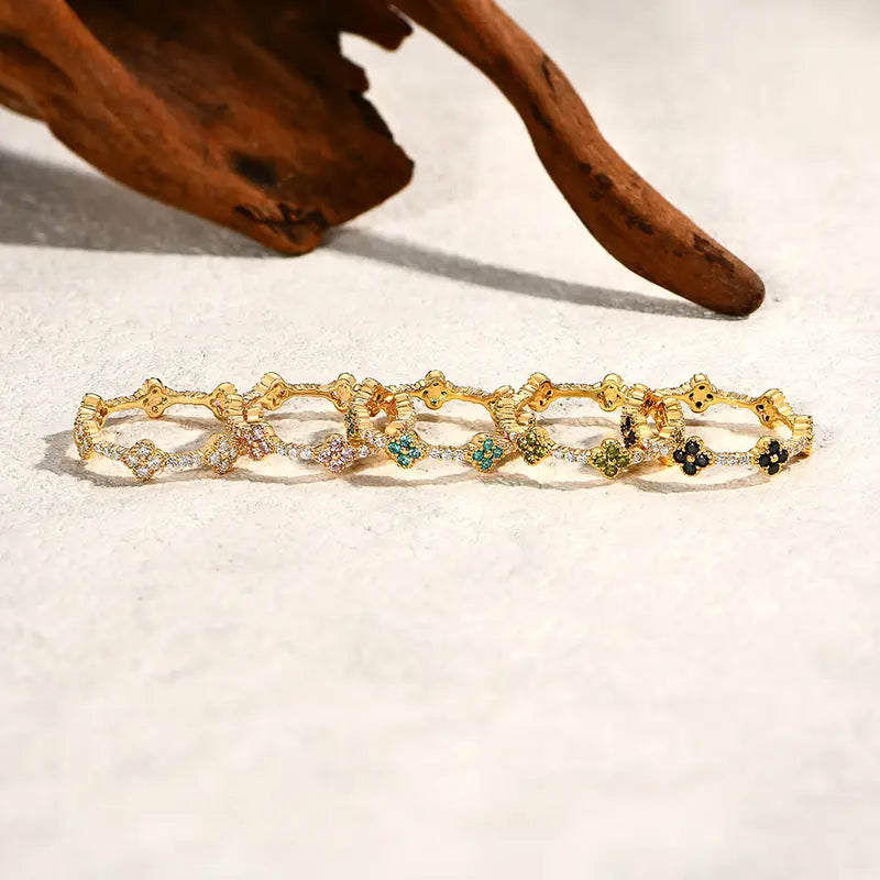 Clover CZ Eternity Band Ring