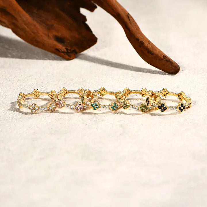 Clover CZ Eternity Band Ring