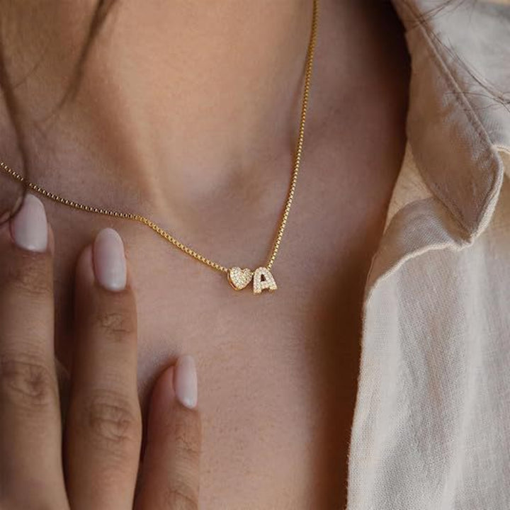 Personalized Heart Initial Necklace A-Z