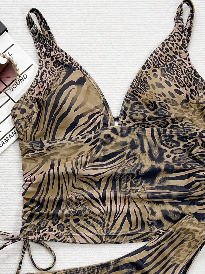 The Elara Deep V Leopard Swim Set