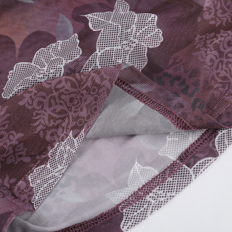 The ElaraSway Floral Mesh Corset Top