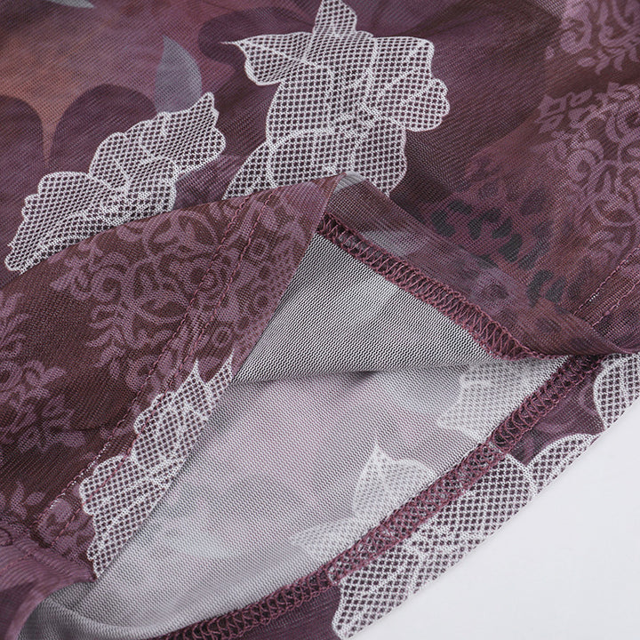 The ElaraSway Floral Mesh Corset Top
