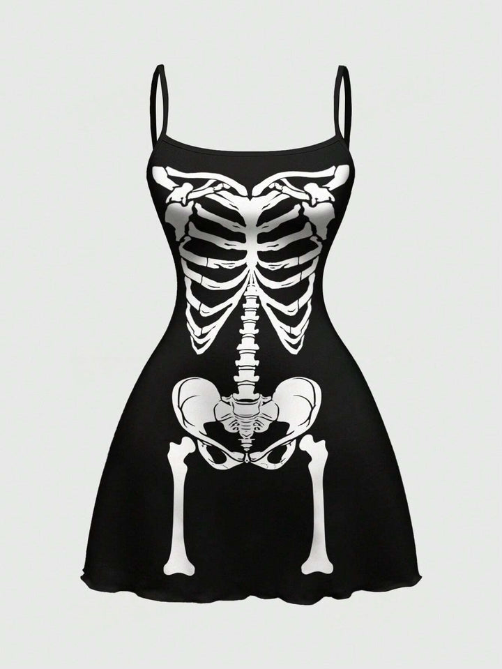 The Elara Gothic Halloween Print Mini Dress