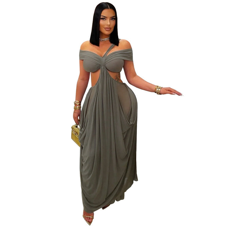 The Elara Twisted Cutout Mesh Maxi Dress