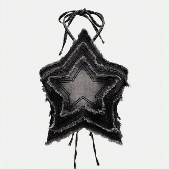 The Elara Starlight Denim Halter Top
