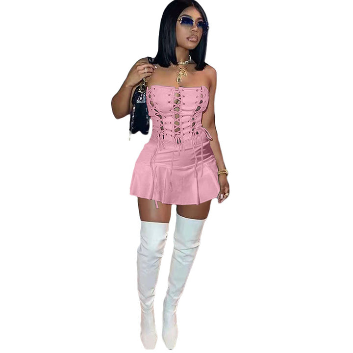 The Elara Cutout Lace-Up Corset Romper