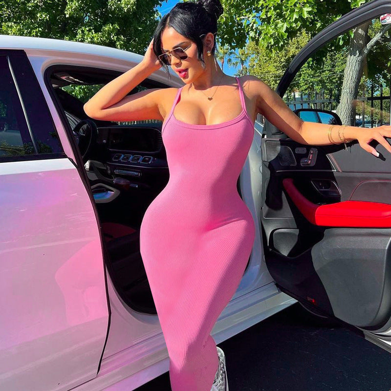 The Elara Second-Skin Ribbed Maxi Dress