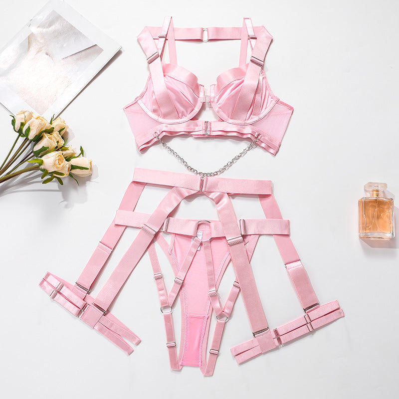 The Elara Strappy Push-Up Bra Garter Set with Chain