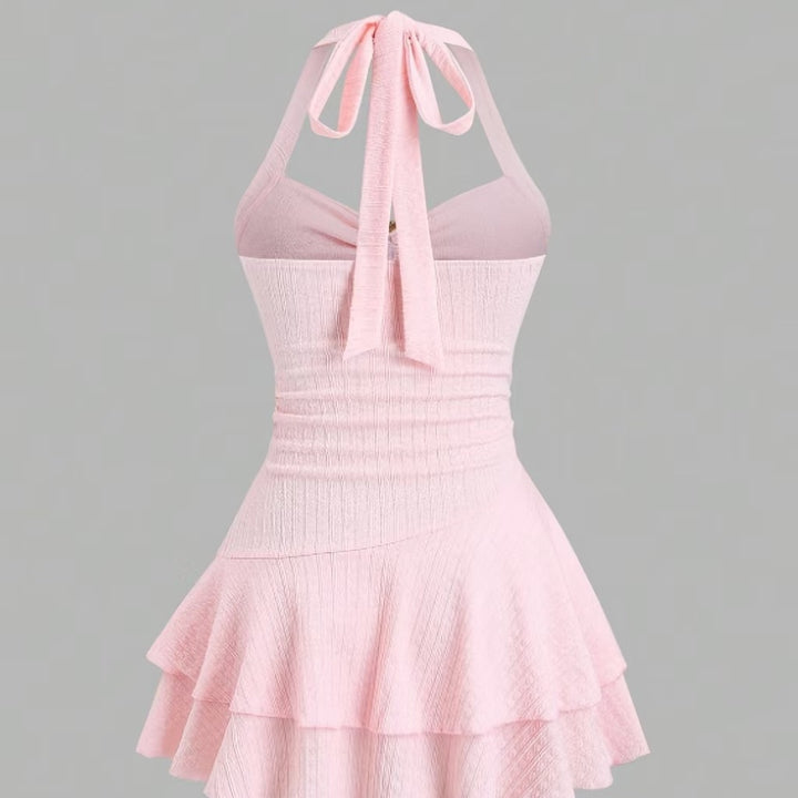 The Elara Starfish Halter Ruffle Ribbed  Mini
