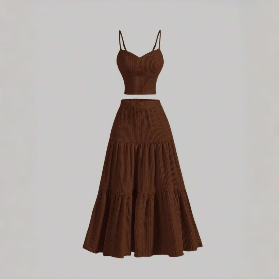 The Elara Riviera Tiered Maxi Skirt & Cami Set