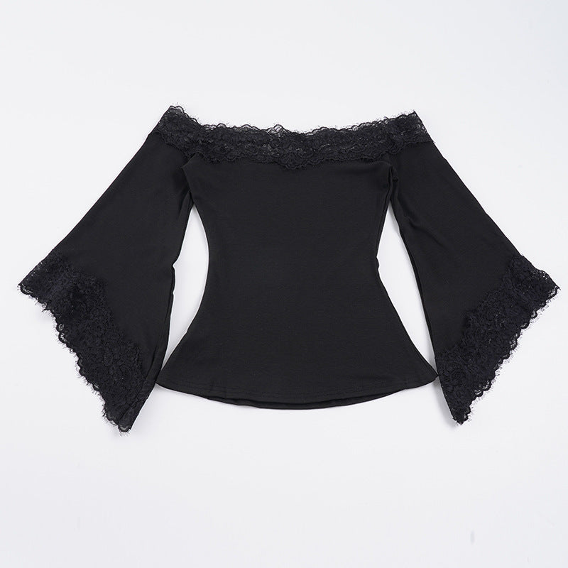 The Elara Lace Off Shoulder Bell Sleeve Top