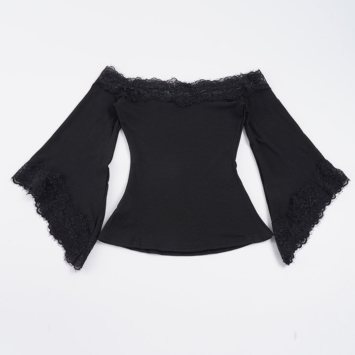 The Elara Lace Off Shoulder Bell Sleeve Top