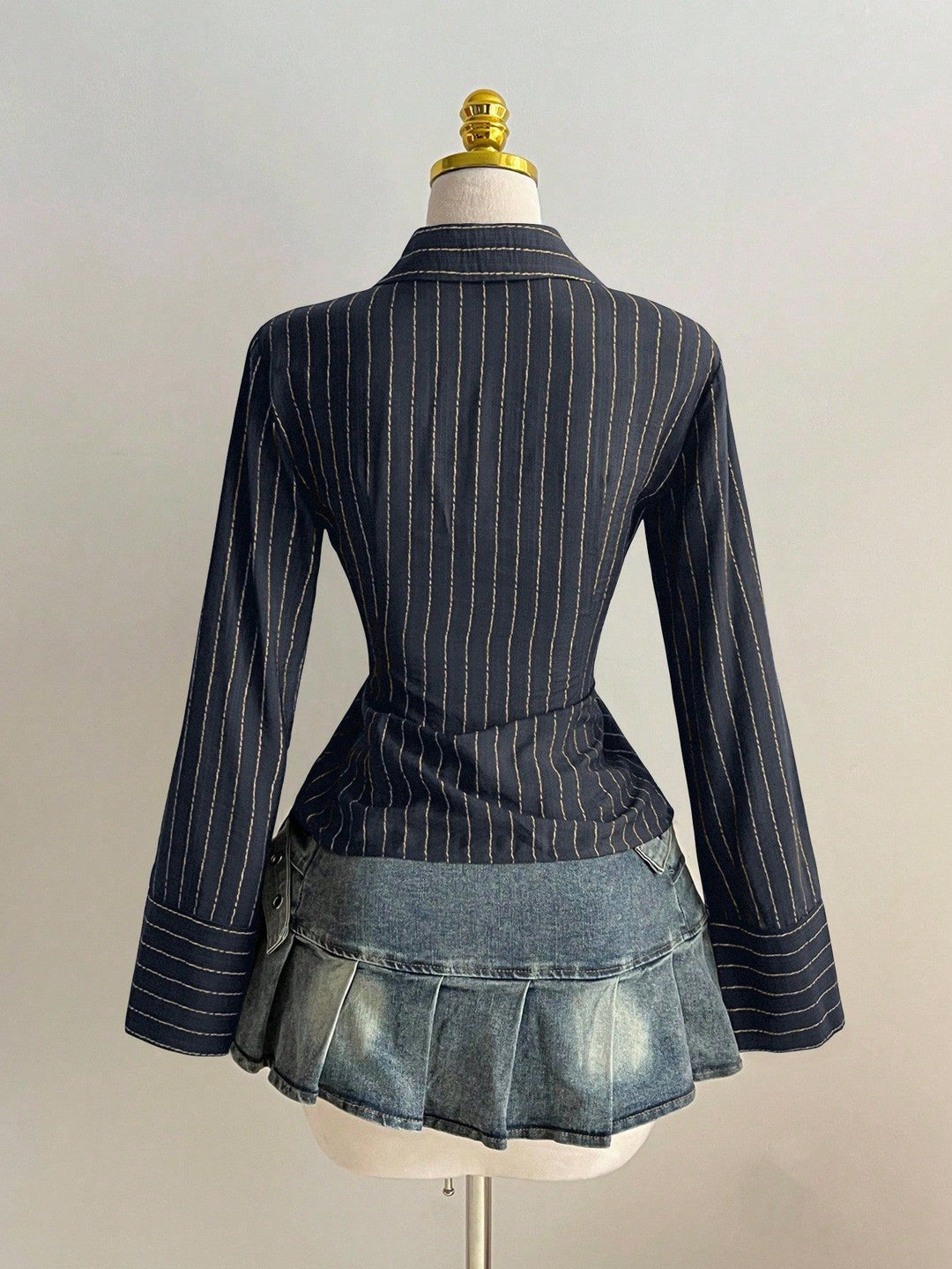 The Elara Hook-Front Striped Blouse