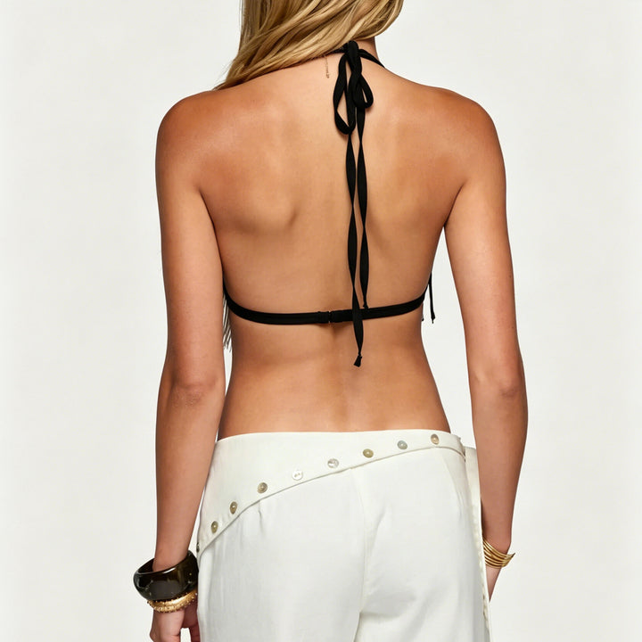 The Elara Fringe Halter Bra Top