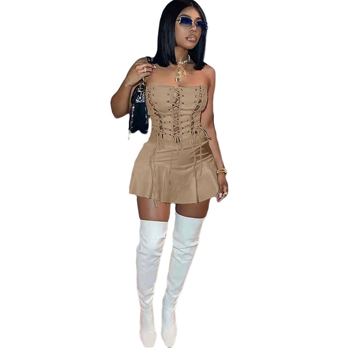 The Elara Cutout Lace-Up Corset Romper