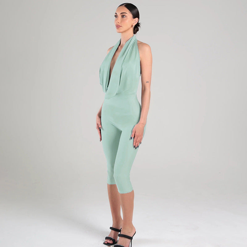 The Elara Backless Milk Silk Jumpsuit