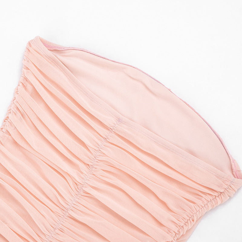 The Elara Draped Mesh Mini Dress