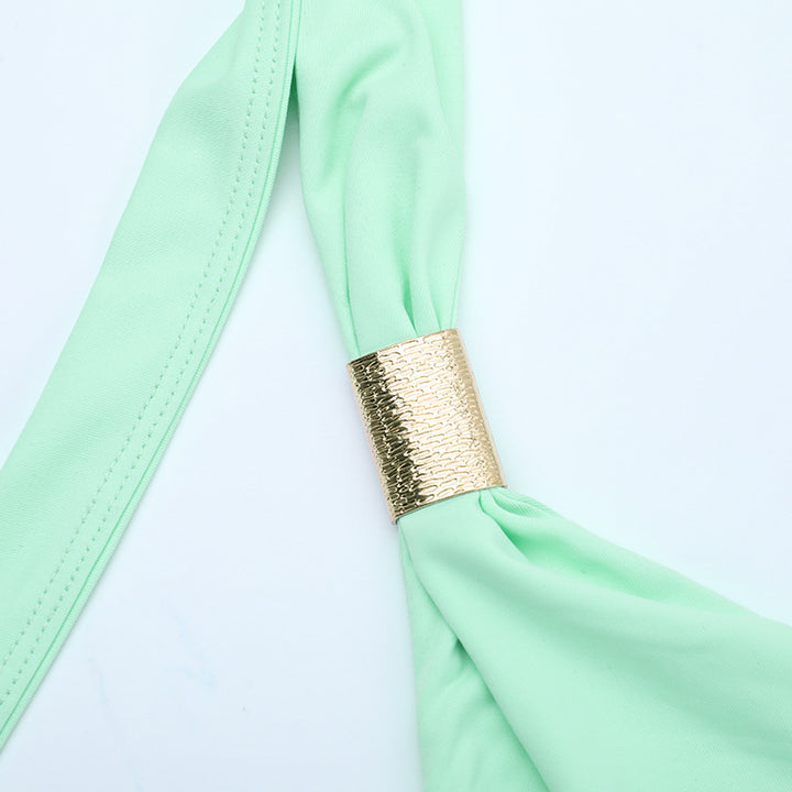 The Elara Celeste Gold Detail Halter Maxi Dress