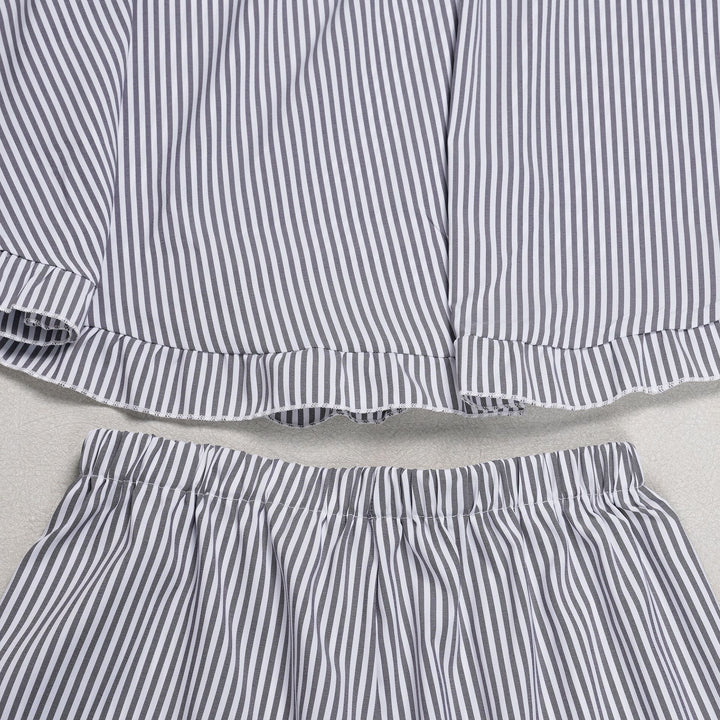 The Elara Striped Halter Ruffle Shorts Set
