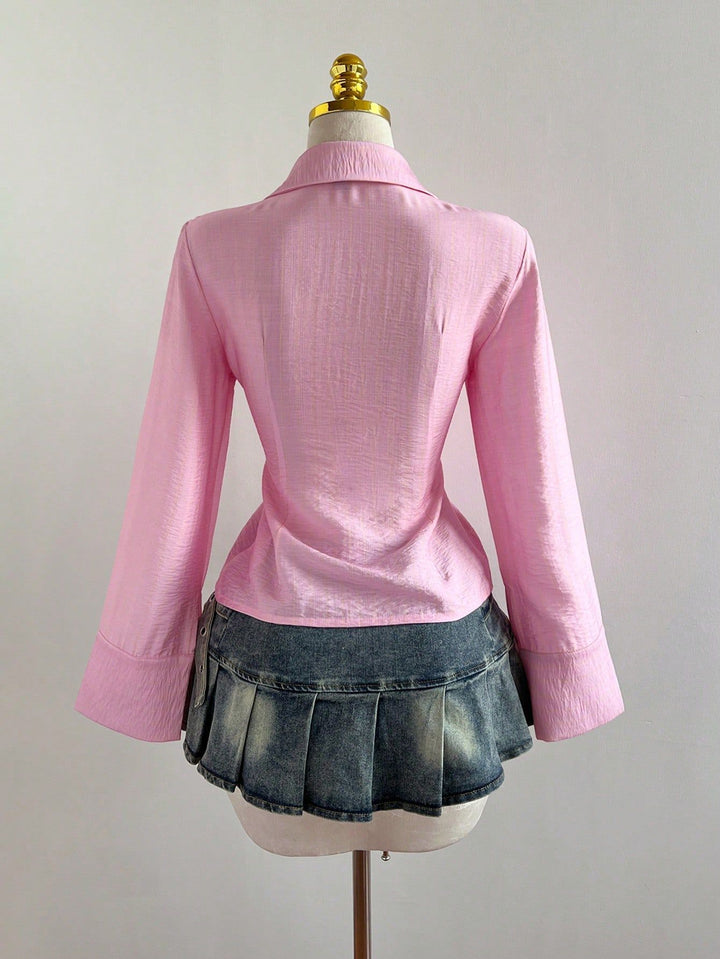 The Elara Hook-Front Striped Blouse