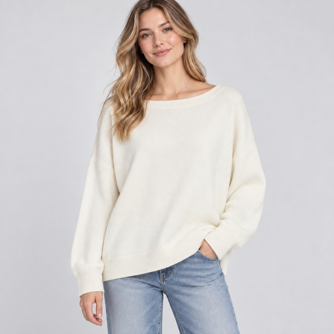 The Elara Soft Scoop Knit Sweater