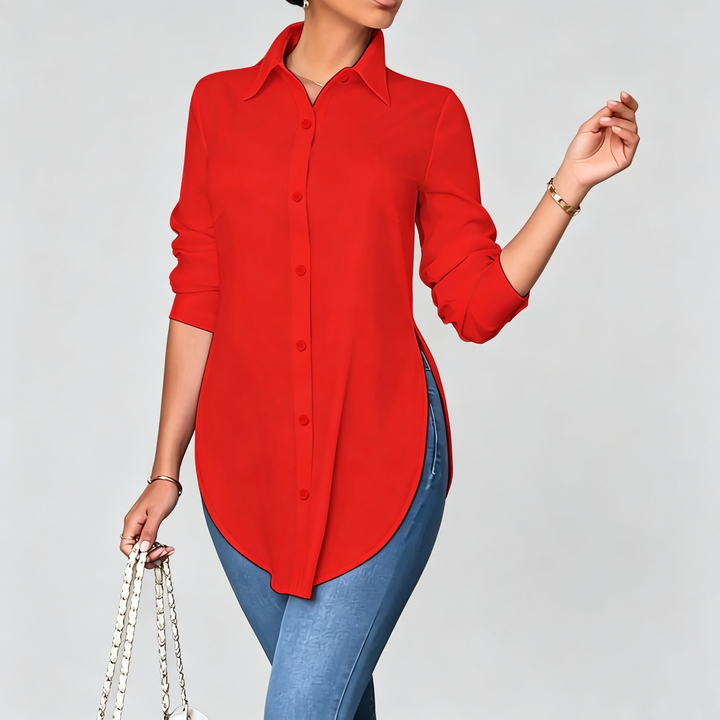 The Elara Curved Hem Longline Shirt