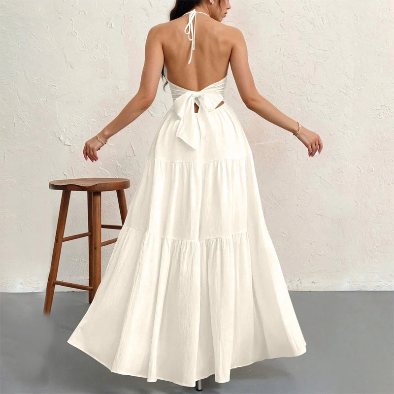 The Elara Plus Size Backless Halter Maxi Dress