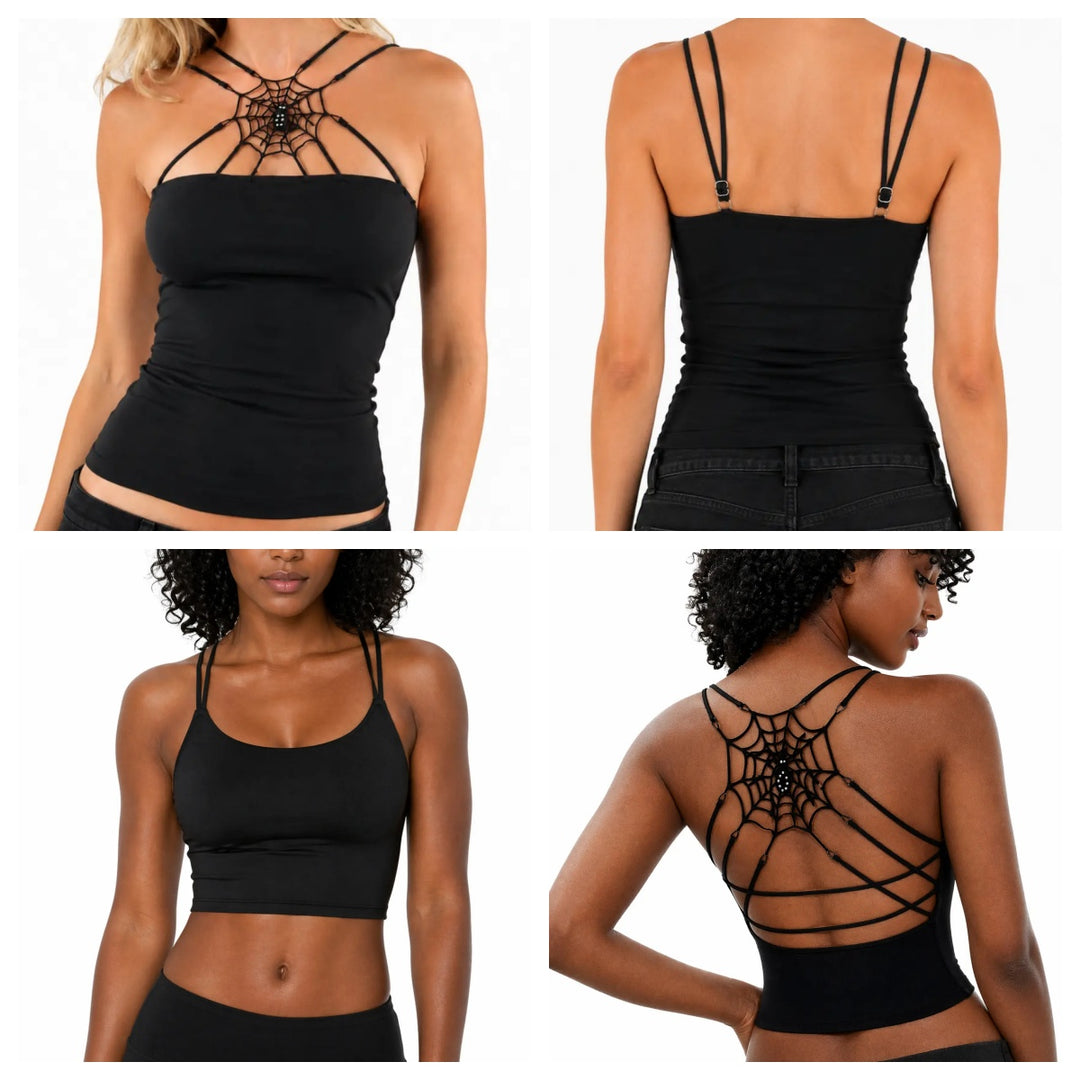 The Elara Spider-Web Built-In Bra Cami Top