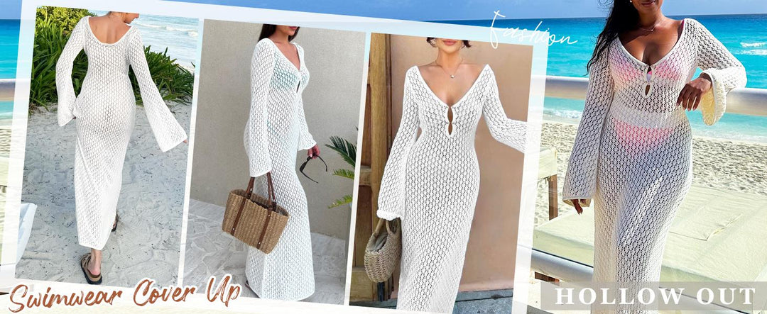 The Elara Crochet Hollow-Out Maxi Cover Up