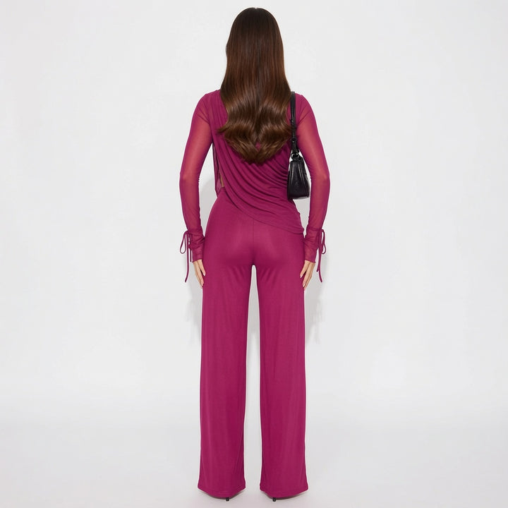 The Elara Sheer Draped Mesh Two-Piece Set