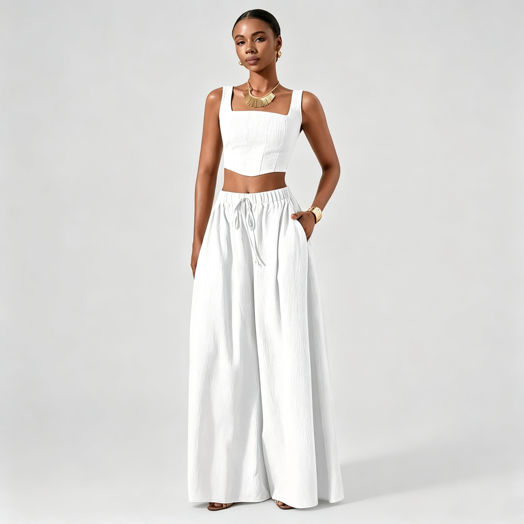 The Elara Square-Neck Wide-Leg Set