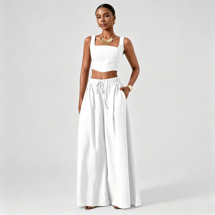 The Elara Square-Neck Wide-Leg Set