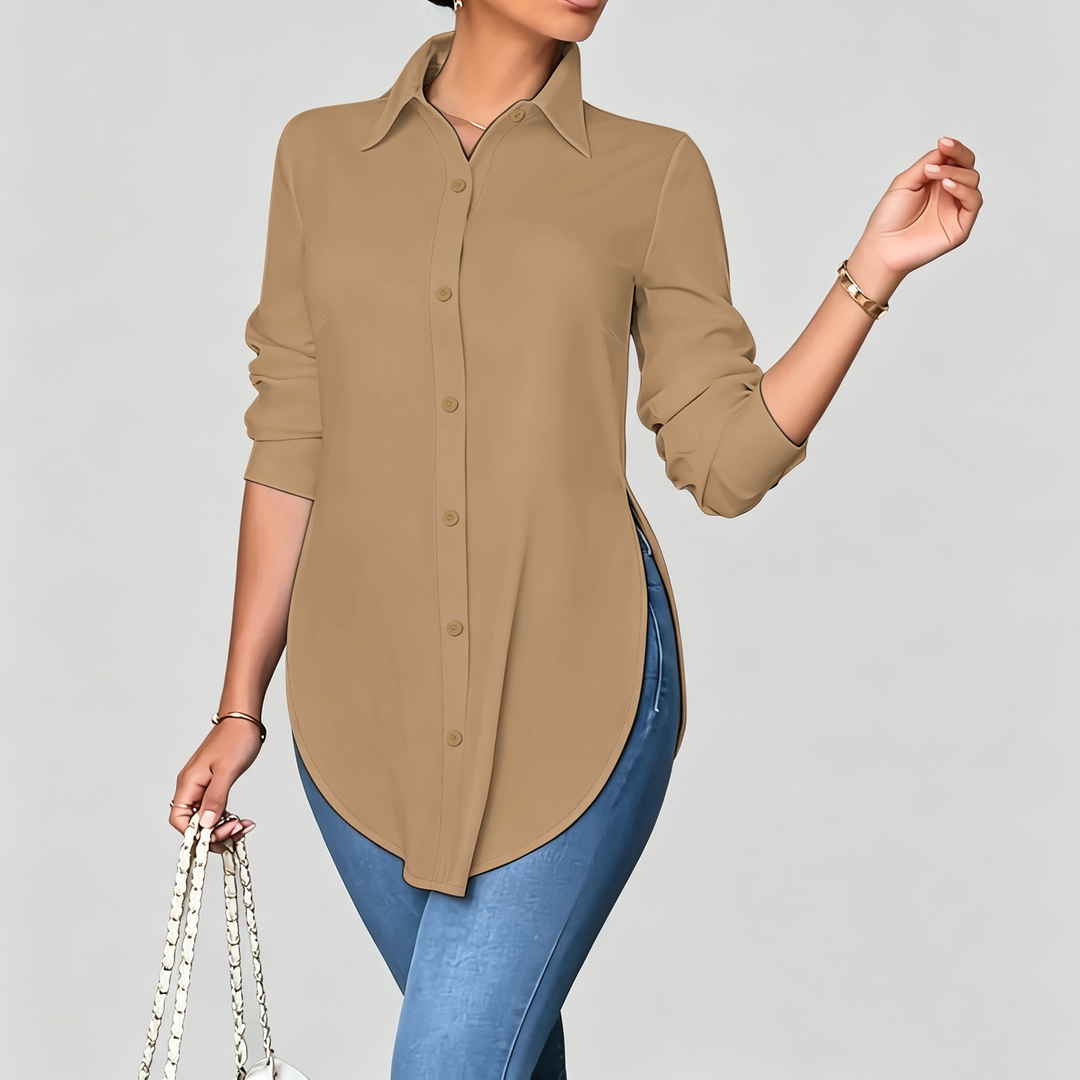 The Elara Curved Hem Longline Shirt