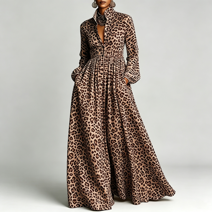 The Elara Printed Maxi Shirt Dress